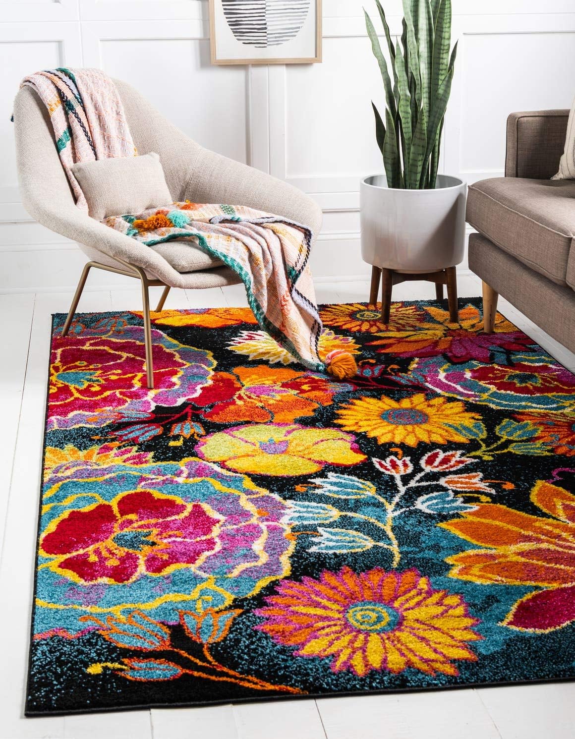 Unique Loom Lyon Collection Area Rug - Kennedy (6' 1" x 9' Rectangle, Black/ Green)
