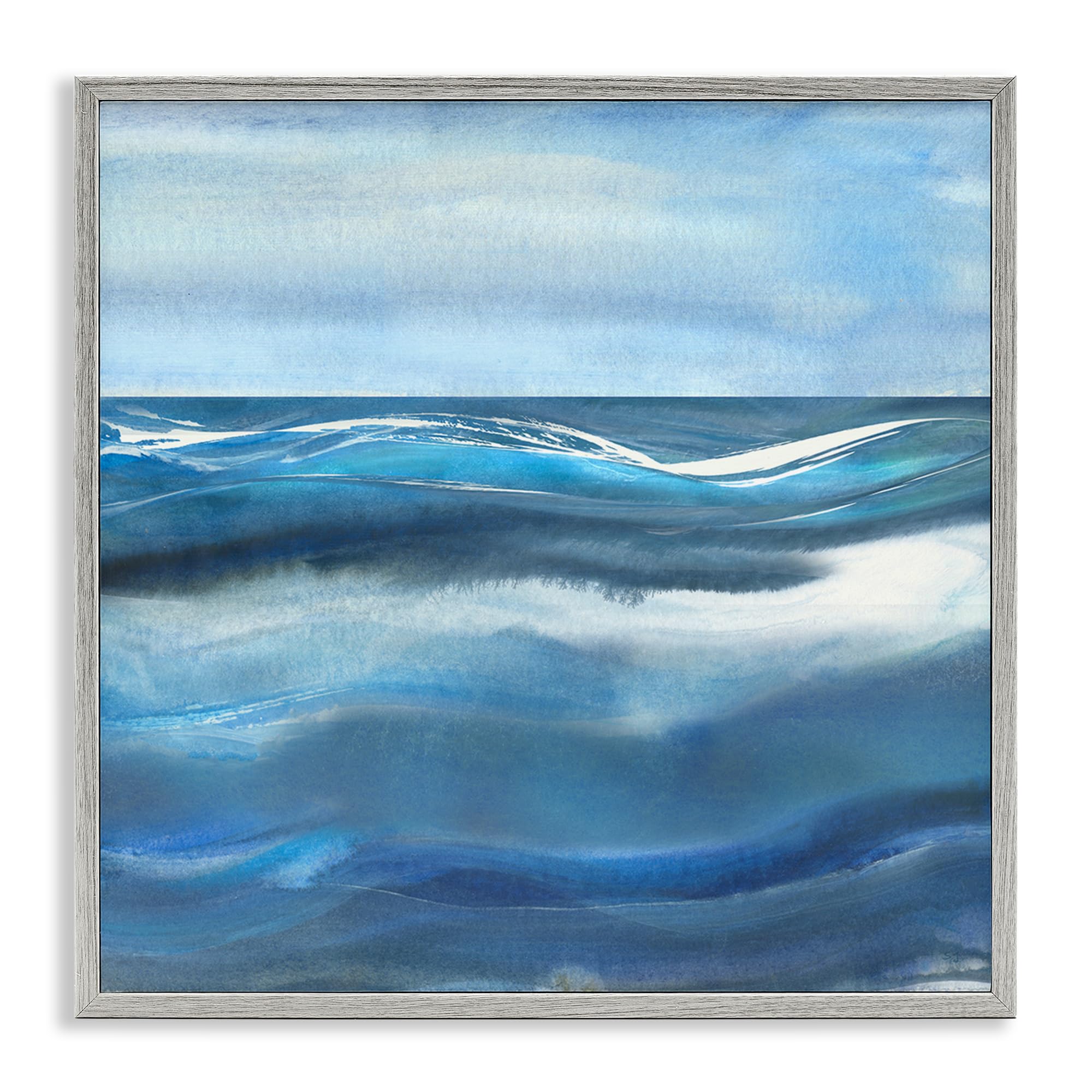 Stupell Industries 'Calm Expanse of Ocean Waves', Framed Giclee Art, Gray, 17 x 17 Inches, Easy to Hang and Sturdy, Made in USA, by Susan Jill