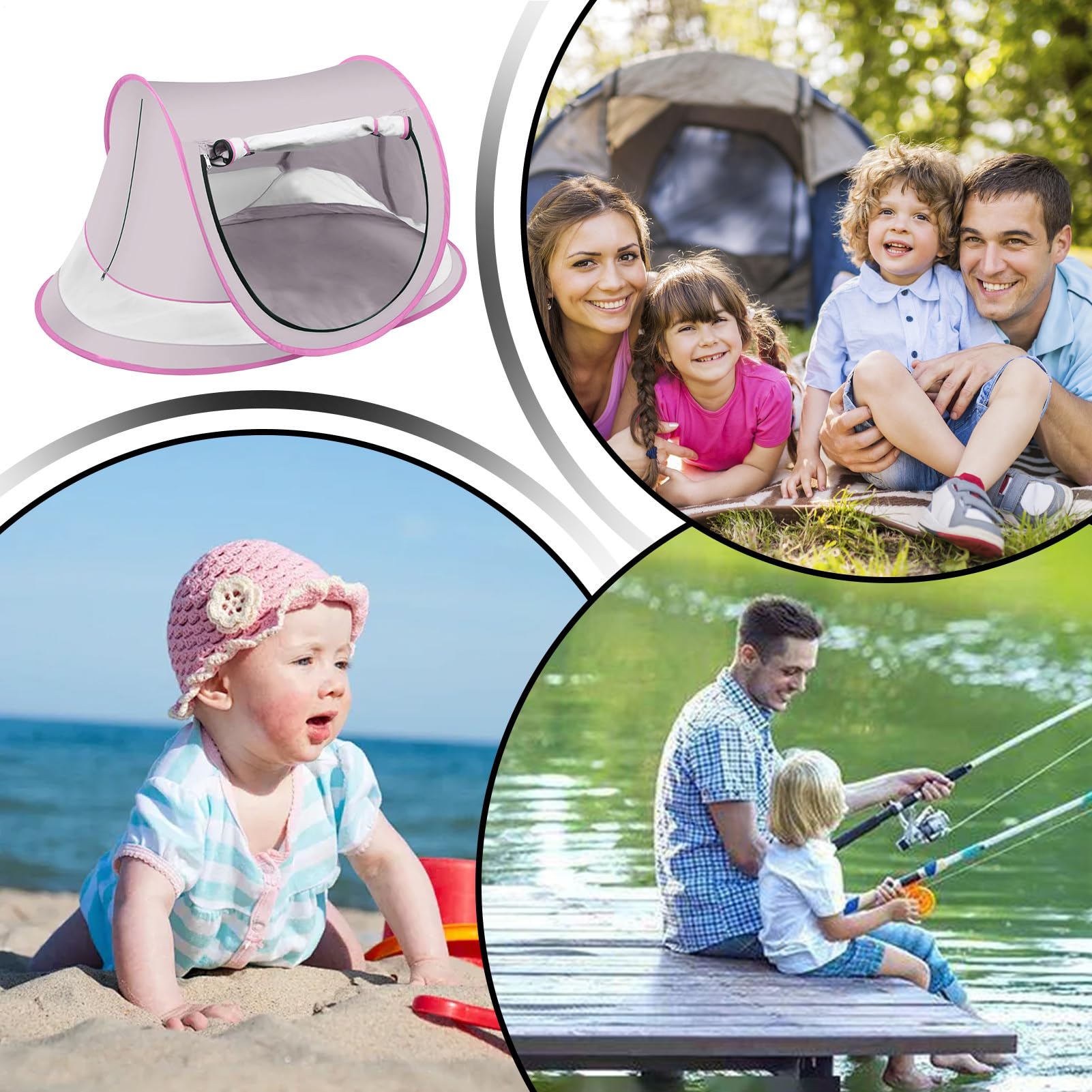 Ombrellone Baby per Spiaggia - Sole Bambini Ombrellone, UPF 50+ Impermeabile Sabbia Pieghevole Esterno per Lago Picnic Escursionismo Campeggio Giardino Parco