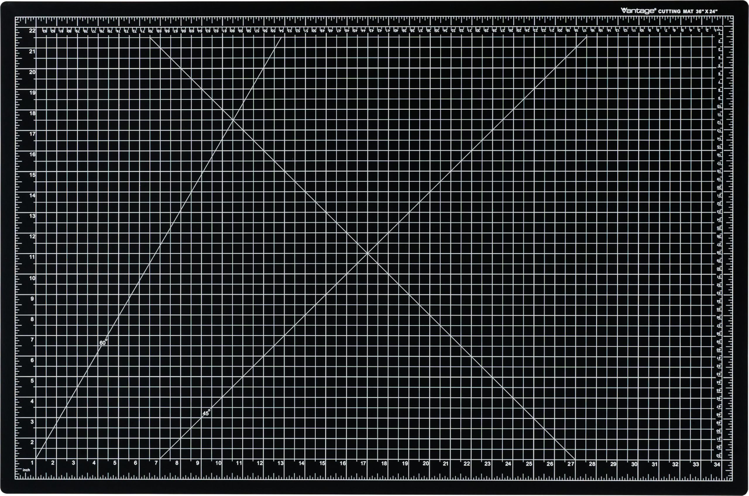 Dahle Vantage 10793 - Tappetino da taglio autorigenerante su entrambi i lati, 61 x 91,4 cm, griglia da 1,27 cm, 5 strati per la massima guarigione, perfetto per artigianato e cucito, nero