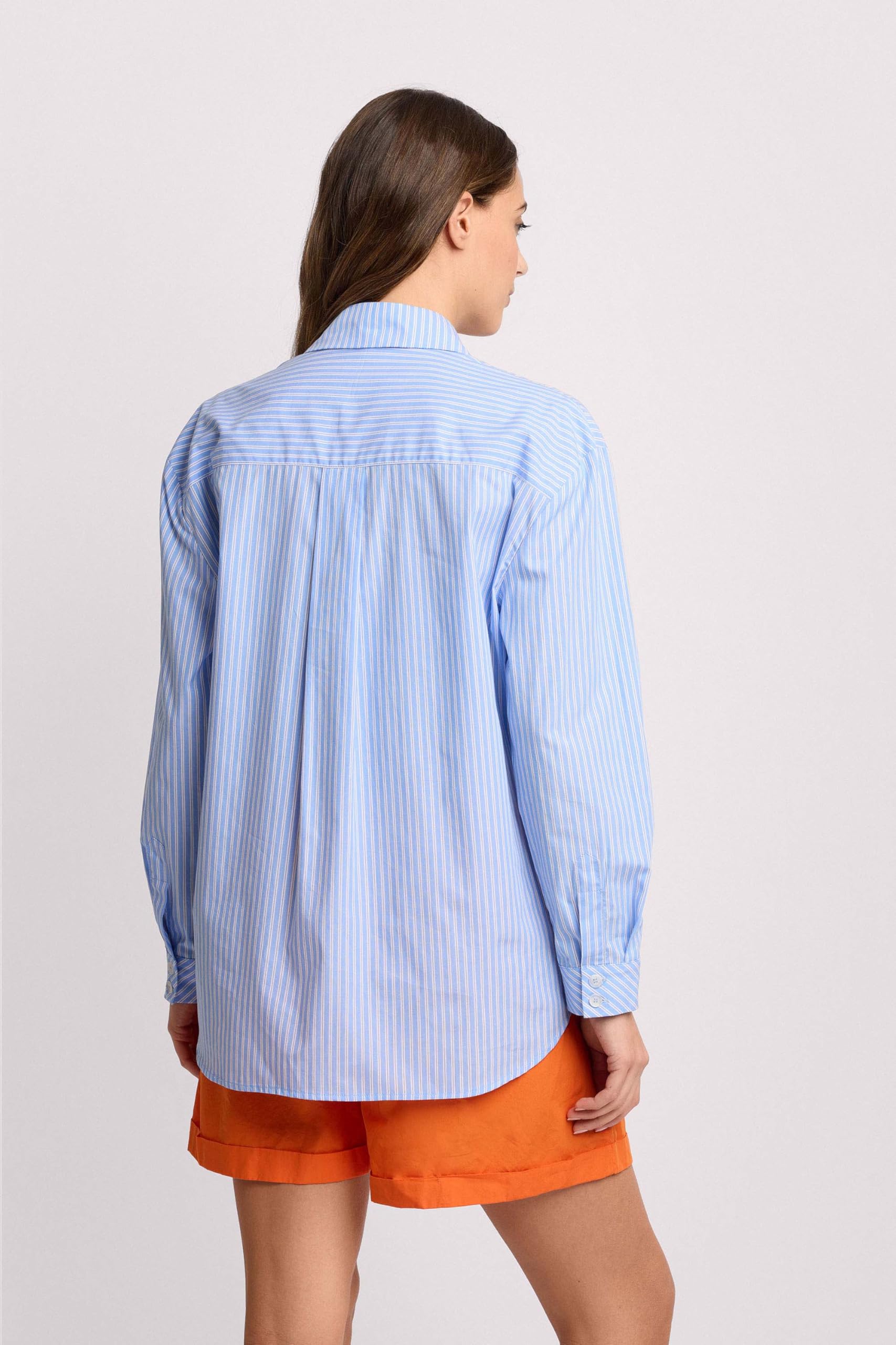 Kocca - Camisa de algodón a rayas estilo Menswear mujer, rayas, cuello de camisa, modelo: P26PCM8522ABRI3583