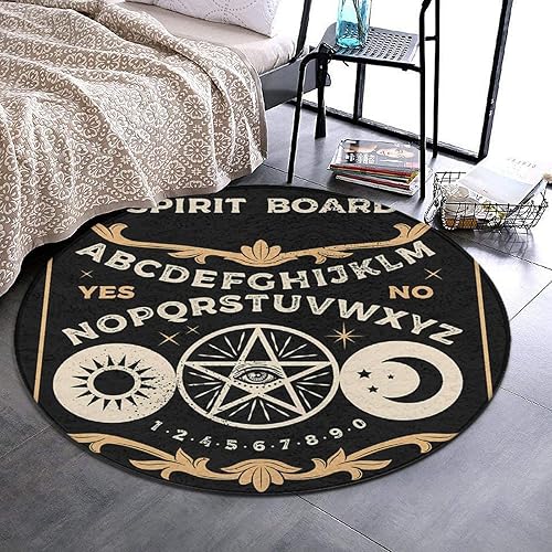 Miniatura 4 de Juego de tapete redondo de ocultismo con diseño de bruja y espíritu mágico para dormitorio, sala de estar, hogar, oficina, tapete de espuma