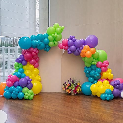 Miniatura 5 de Kit de guirnalda de arco de globos, globos verdes, rosas, azules, amarillos, naranjas, colores surtidos, globos pastel para niñas y niños, temática