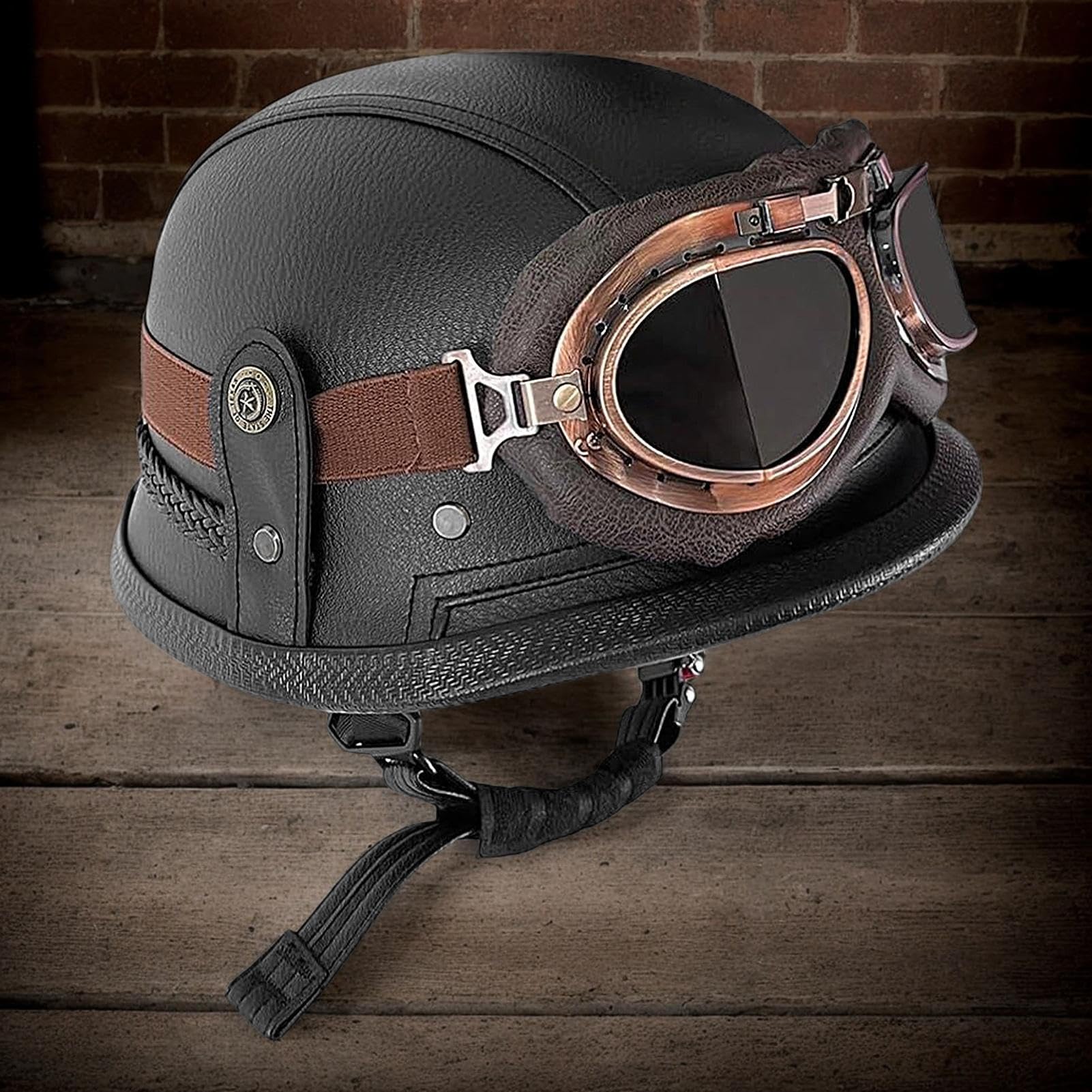 Casco Stile Tedesco | Mezzo Casco con Visiera per Moto - Di Sicurezza Per Moto, Casco Parziale Con Protezione Per La Testa Adulti