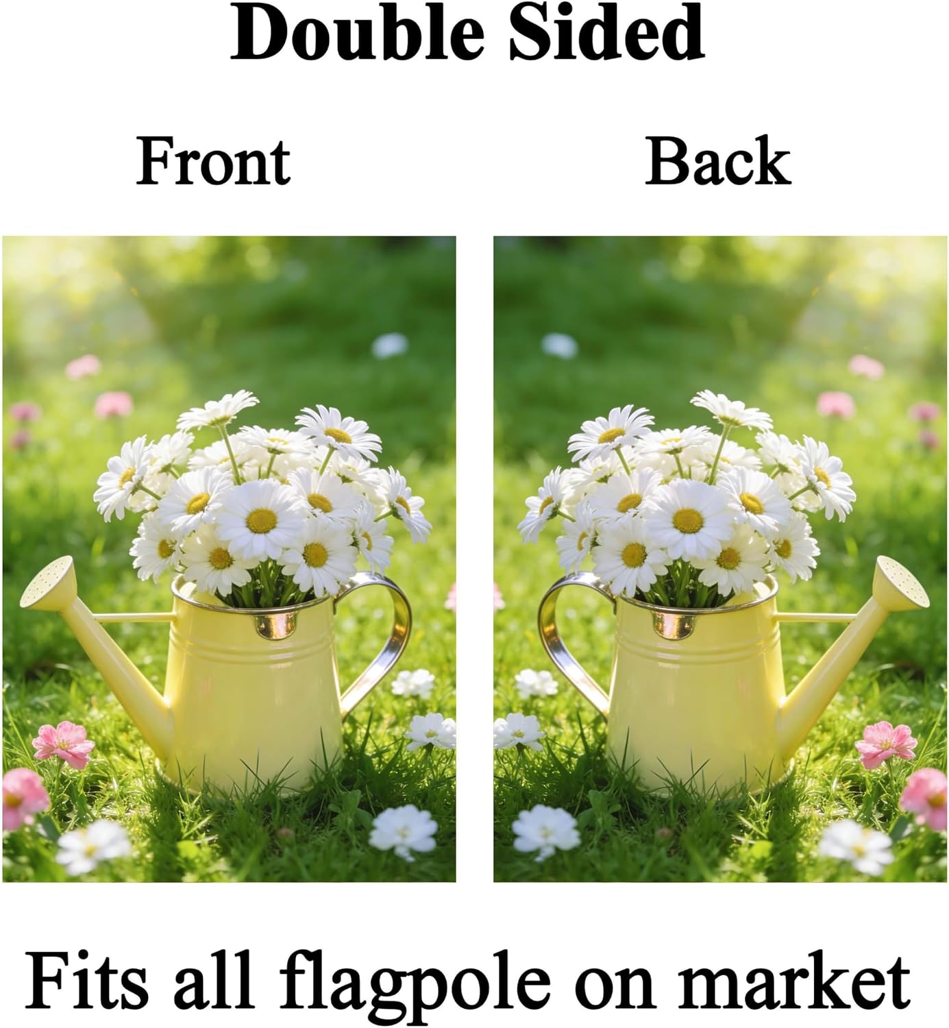 Spring Summer Floral Daisies Flower Green Grass Farm Sunrise House Flag 28" x 40" Double Sided Polyester Welcome Yard Garden Flag Banners for Patio Lawn Home Outdoor Decor