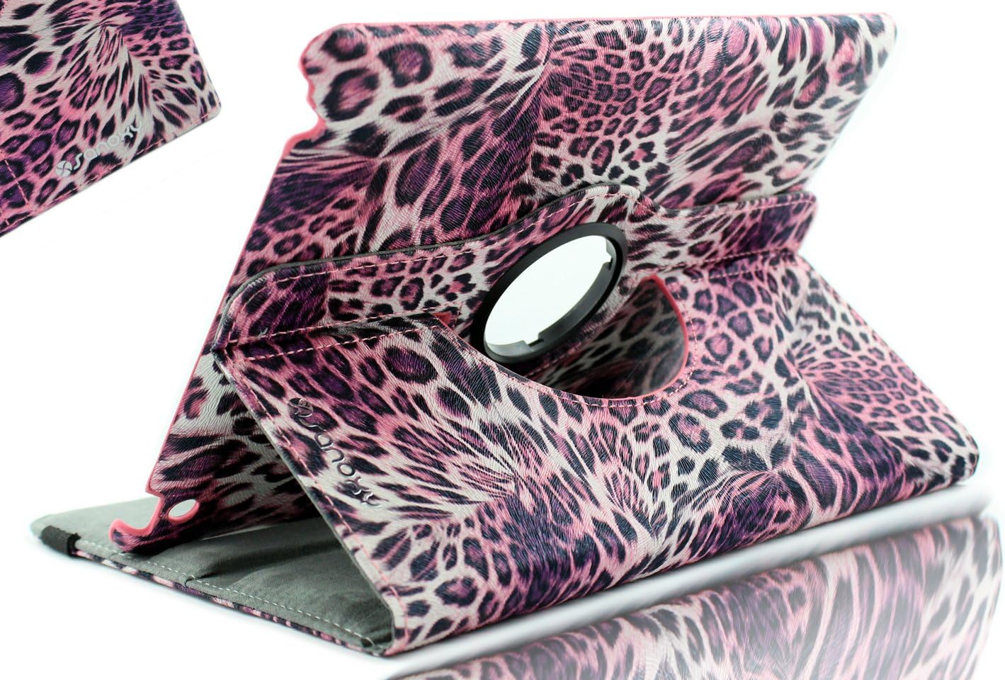 Sanoxy 360 Degrees Rotating Stand PU Leather Case for iPad 2/3/4, iPad 2nd Generation, Leopard Fashion Pink (SANOXY_IPA2-PU-360-LEO)