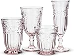 Abbott Collection Flower Wine Glass | For Everyday Sipping, Pink, Dishwasher Safe, 8oz, 6.5"H