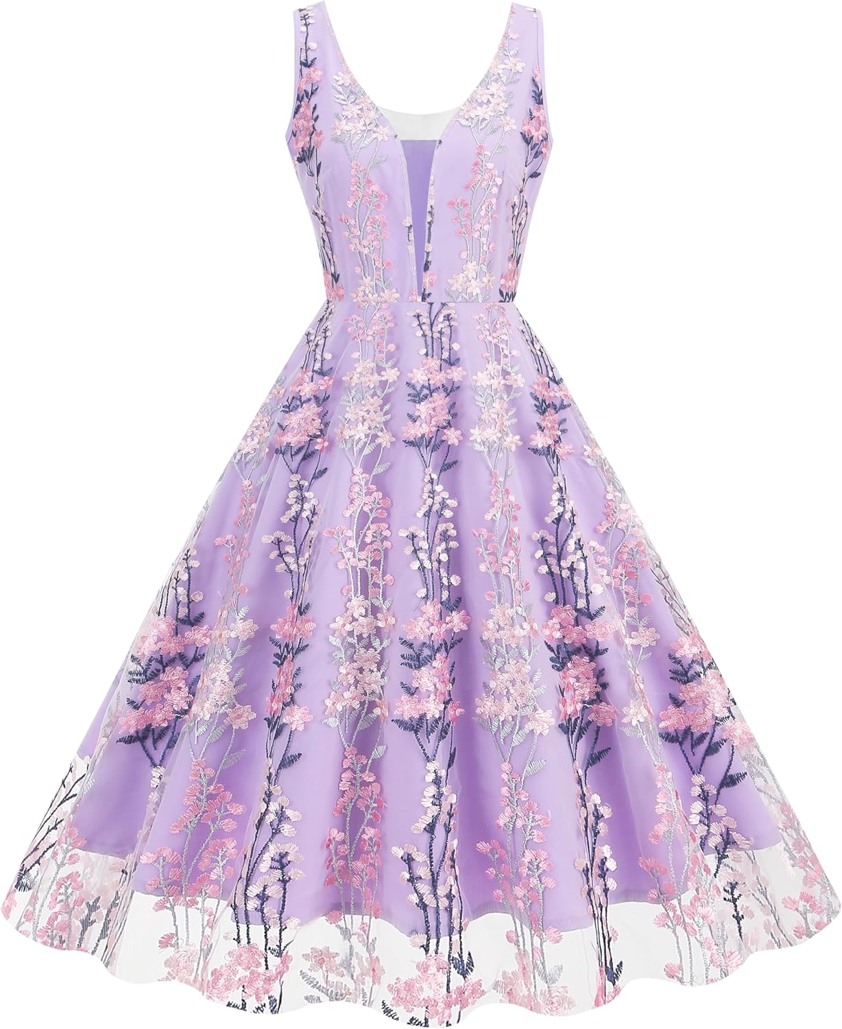 Summer Floral Embroidery Tulle Dress for Women Flower Embroidered Wedding Guest Formal Prom Party Homecoming Dresses