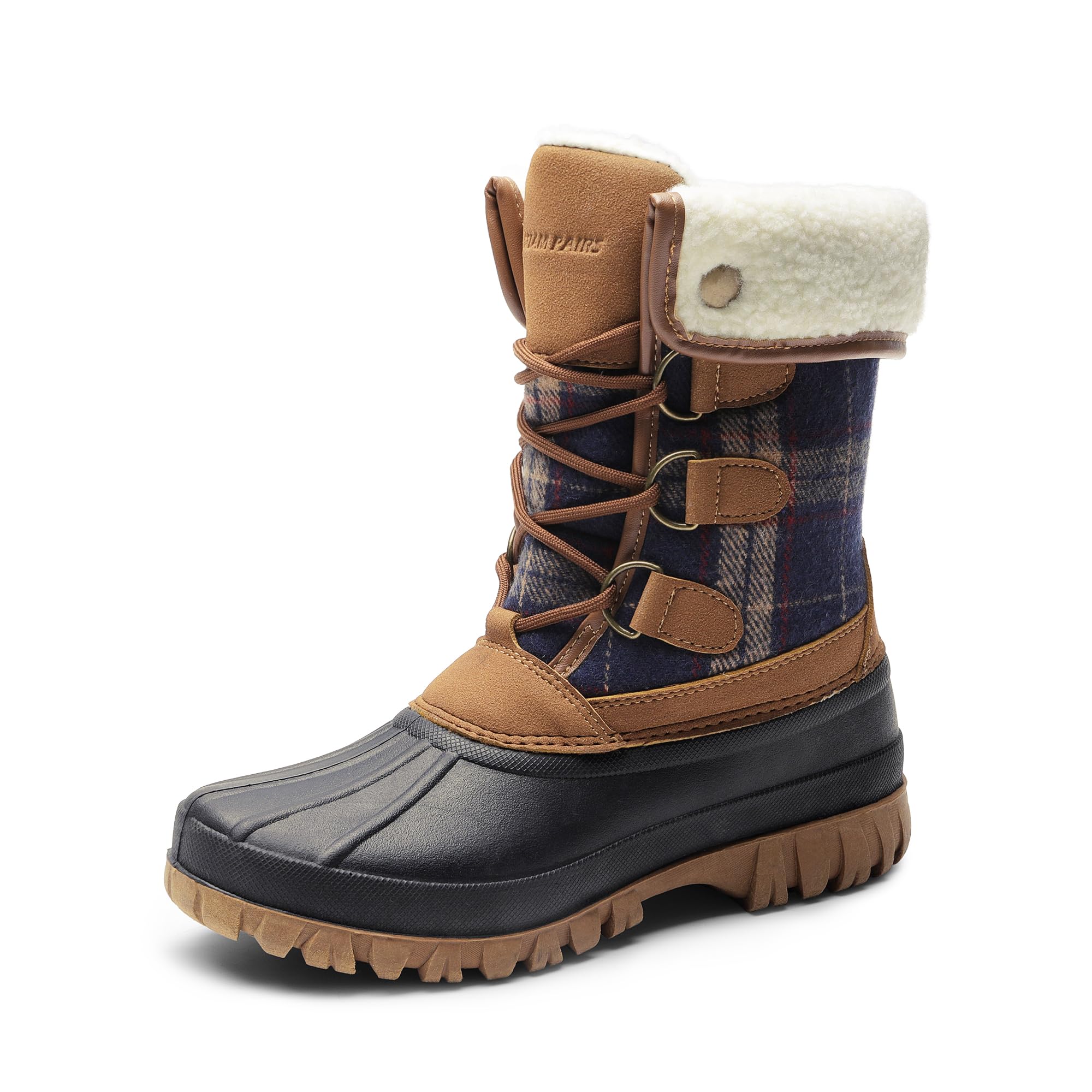 DREAM PAIRS Womens Winter Duck Boots Mid Calf Warm Insulated Faux Fur Lined Waterproof Lace Up Snow Boots