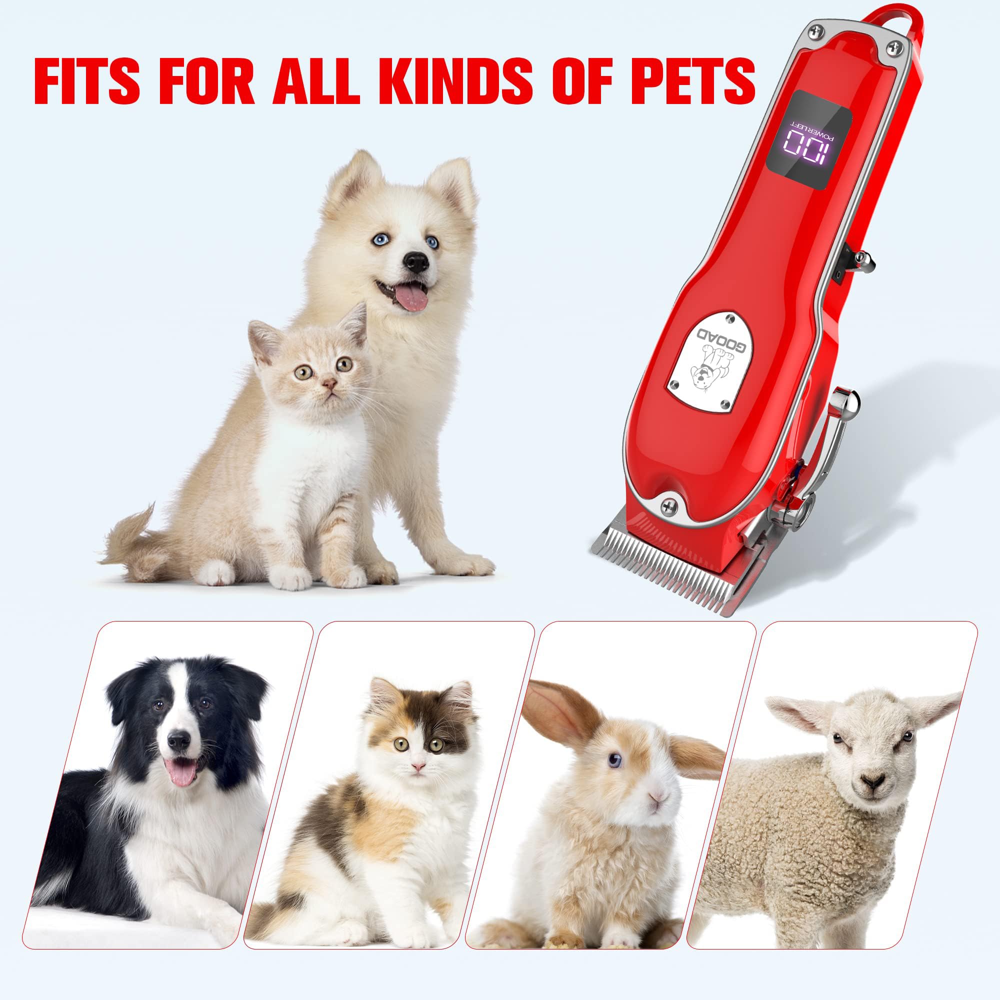 Tondeuse de toilettage pour chien, kit de toilettage pour chien, tondeuse de toilettage sans fil pour manteaux épais, tondeuse à poils de chien, tondeuse à faible bruit, tondeuse silencieuse