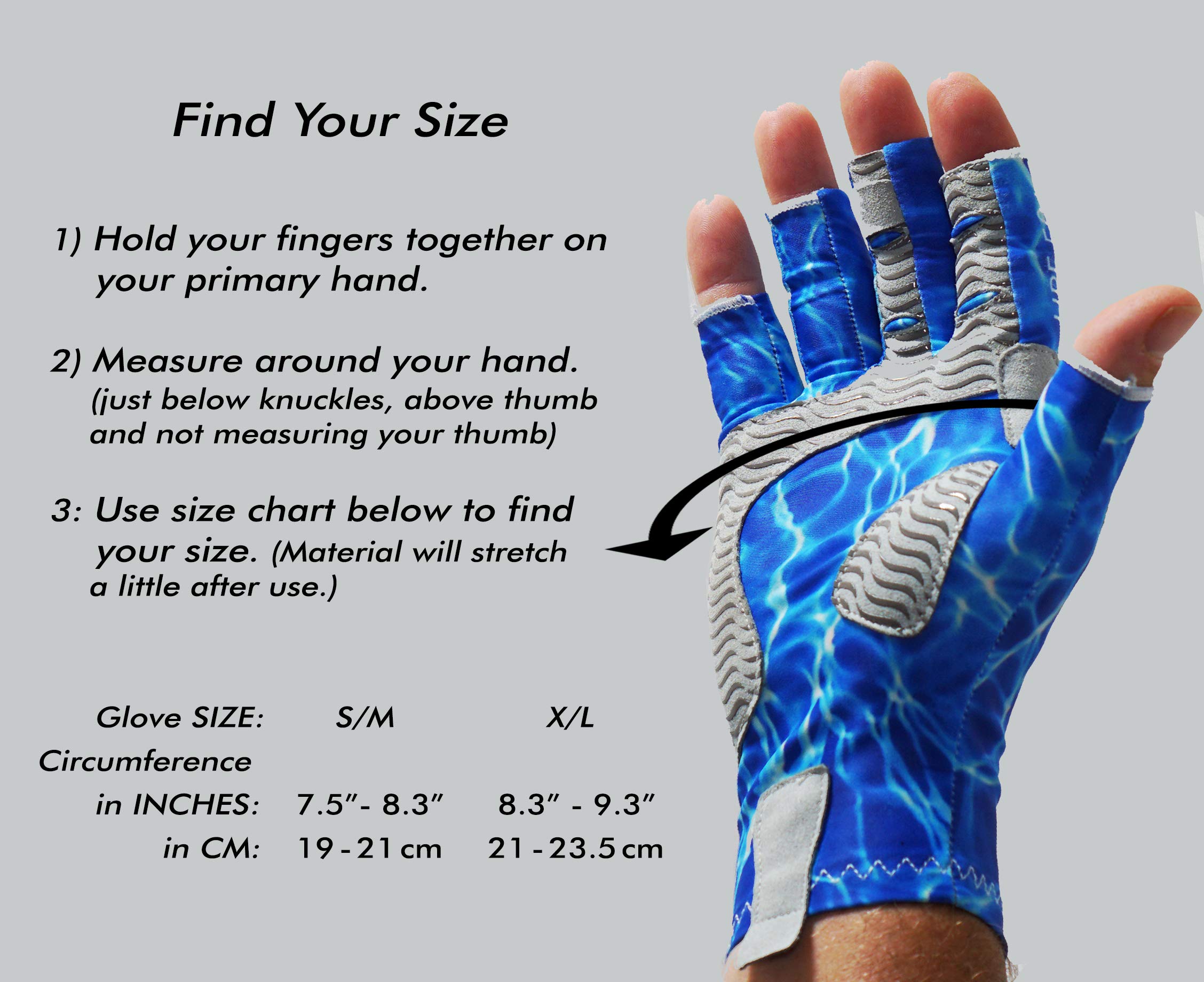 Fishoholic Guantes de pesca sin dedos S/M con Super Grip UPF50+, guantes de pesca, protección solar, guantes de pesca, guantes UV para hombres y mujeres, kayak, senderismo, remo, canoa (camuflaje