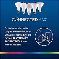 Vista 8 de Cree Lighting Connected Max - Bombilla LED inteligente A19 de 60 W, blanco ajustable + cambio de color, 2.4 GHz, funciona con Alexa y Google Home