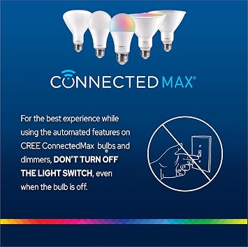 Cree Connected Max Smart In-Wall 5-Button Scene Controller For Connected Max Smart Bulbs, Compatible with Any Connected Max Smart Bulb, Bluetooth + WiFi, 2.4 GHz, White, 1 Controller