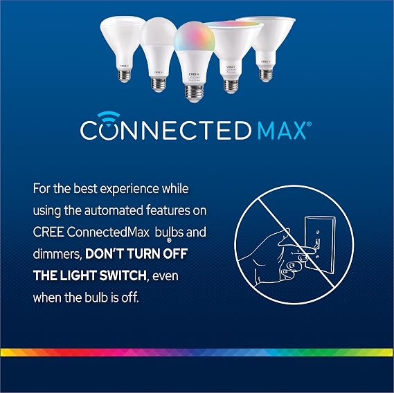 Cree Connected Max Smart In-Wall 5-Button Scene Controller For Connected Max Smart Bulbs, Compatible with Any Connected Max Smart Bulb, Bluetooth + WiFi, 2.4 GHz, White, 1 Controller