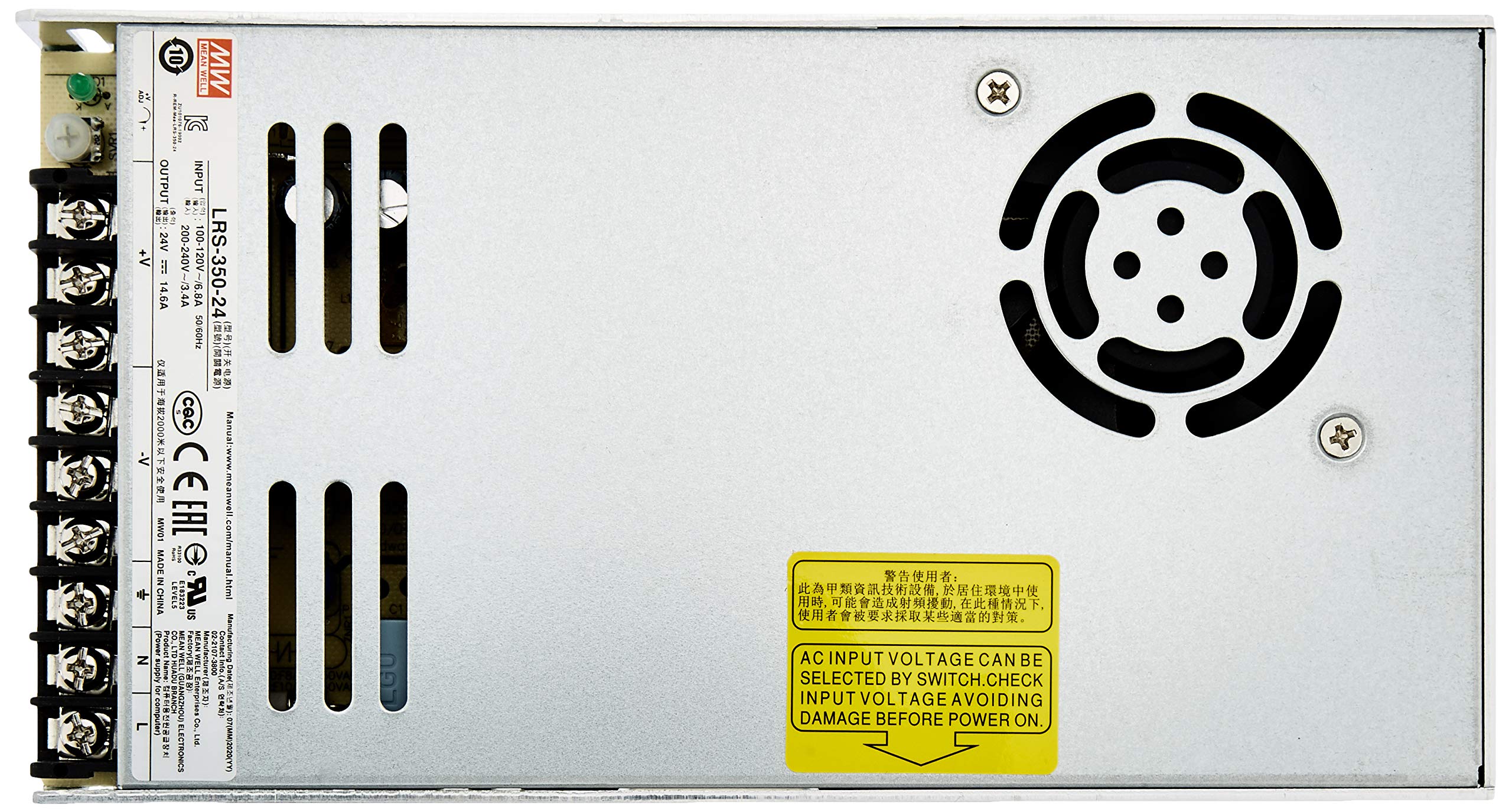 Meanwell Alimentation à découpage, structure fermée, 1 sortie, VIN = 180-264 VAC, VDC = 240-370 V, 24 V, 350 W