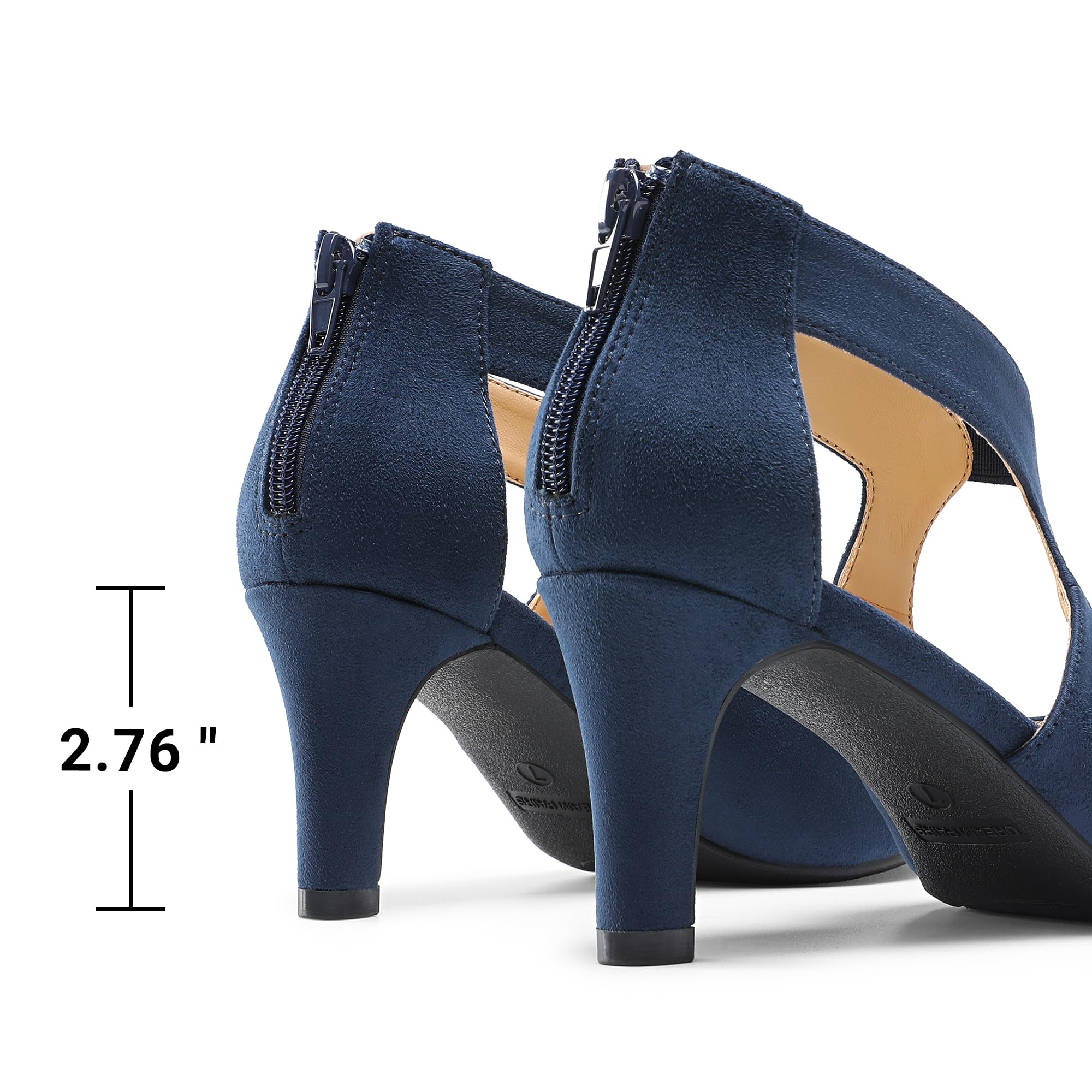 Dream Pairs, scarpe da donna con punta chiusa, tacco basso kitten heel, eleganti per abiti da festa e da sposa, Blu marino, 40 EU