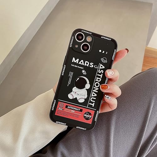 Miniatura 4 de Funda compatible con iPhone 13 Mini, diseño de cohete espacial de astronauta de dibujos animados, elegante parachoques de goma TPU suave,