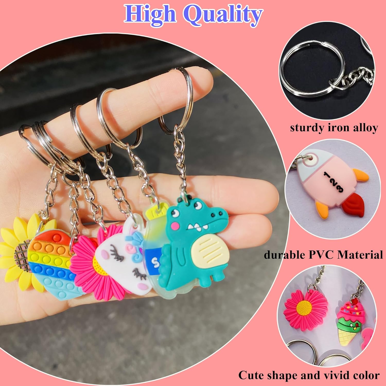 30pcs Different Keychains Bulk, Cute Keychain Key Chain Charms for Bag Key Backpack Decoration Party Favor Valentines Gifts - Image 3