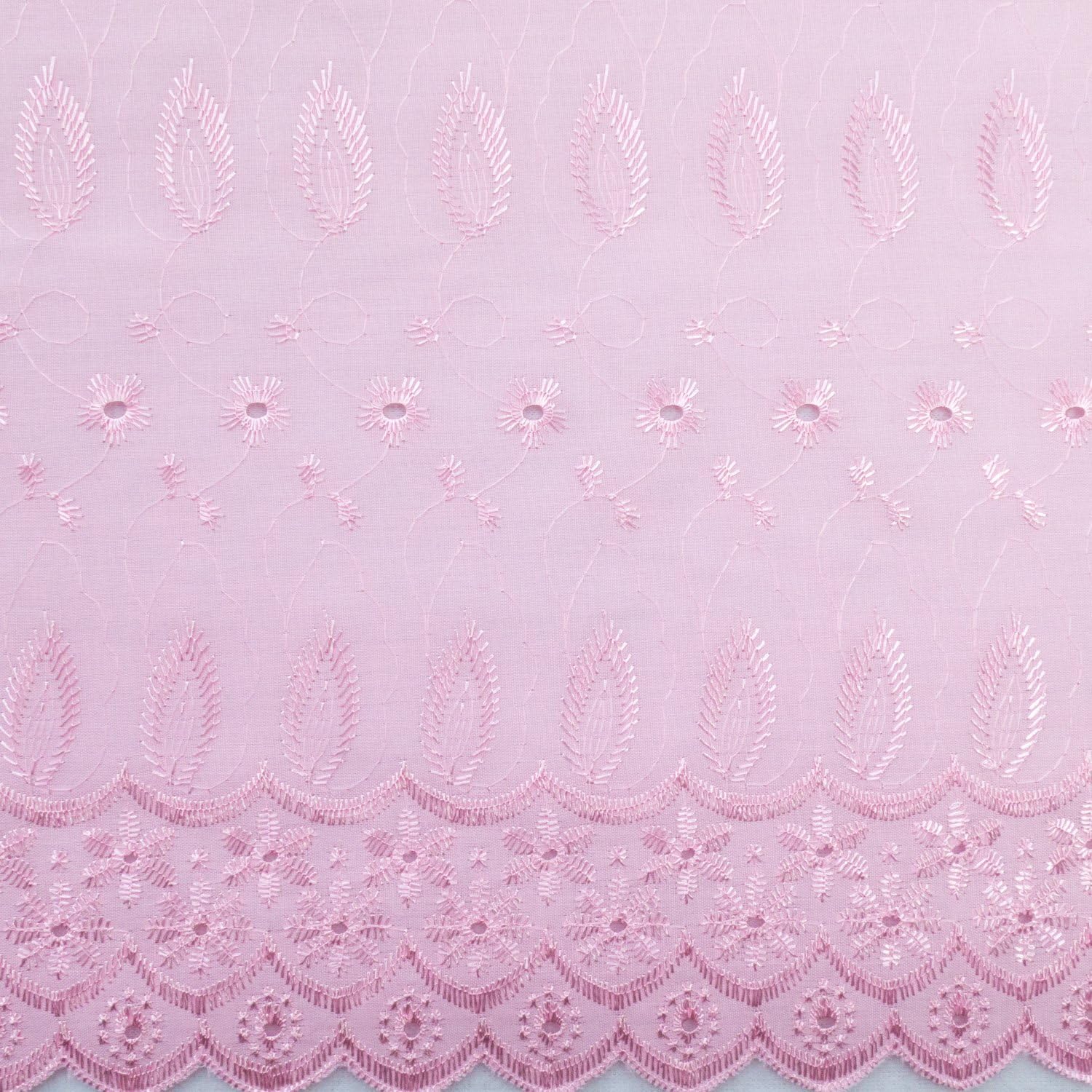 Daisy in Leaf 100% Cotton Embroidered Eyelet 42 inch Fabric by The Yard (F.E.) (Pink)