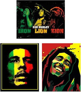 Bob Marley Silhouettes Wall Art Prints, 3-Pack Watercolor Abstract Decor of Iconic Faces, Unframed Iron-Lion-Zion Concert Poster Prints for Home & Music Room Decor (Unframed, 8 x 10 inches)