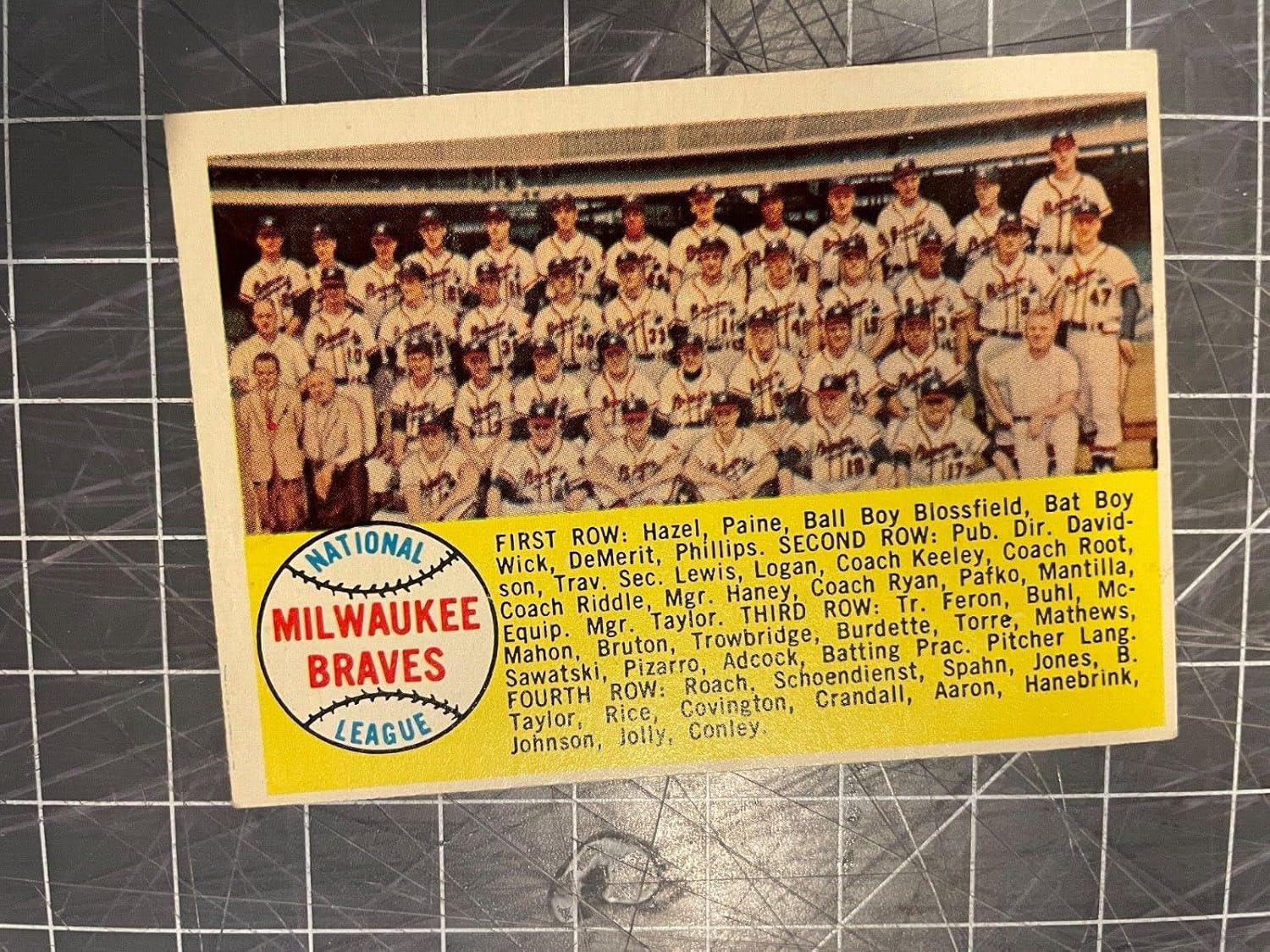 1958 Topps #377 Milwaukee Braves Team Alphabetical Baseball Card Nm - Sports Memorabilia