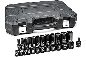 25 Piece 3/8" Drive 6 Point SAE Deep and Standard Impact Socket Set - 84916N