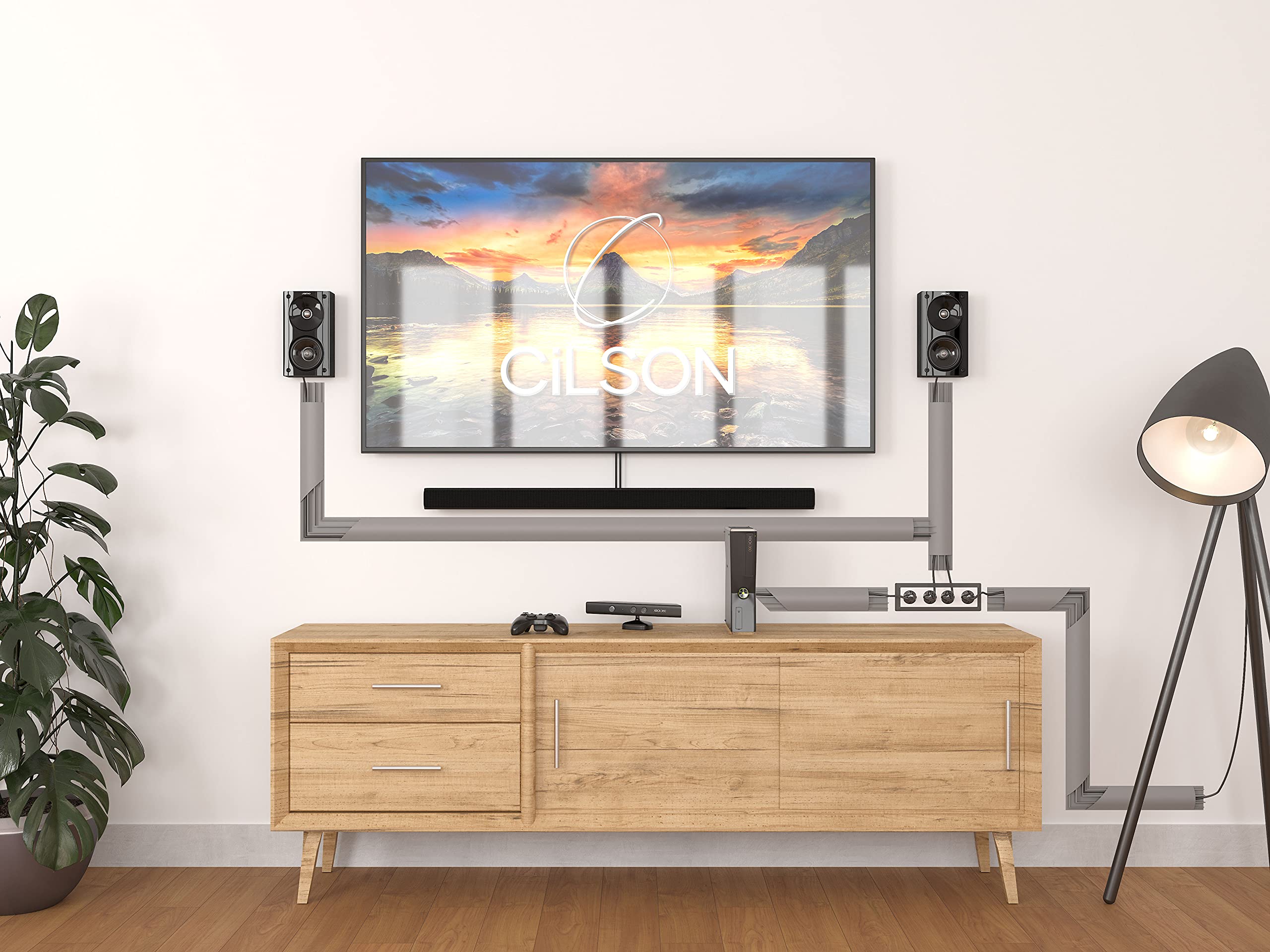 SCOSKK292 2 m Habrund Kabelkanal (L x B x H 2000 x 75 x 20 mm, PVC, Fußboden, Kanal, Selbstklebend) grau