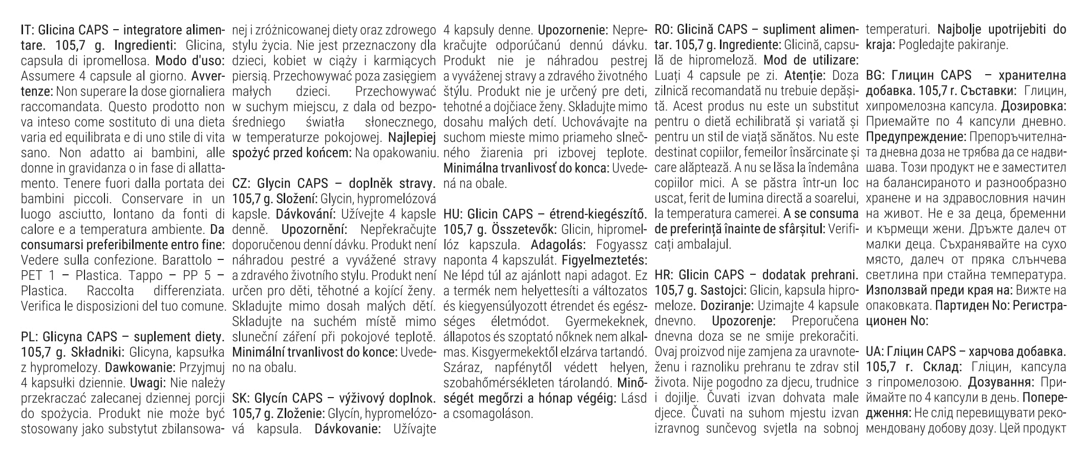 GymBeam Glicina Caps 3000 mg - Integratore Glicina Capsule per Vegani, Glicina Amminoacido - Adatto per Assunzione Giornaliera o Serale - Capsule Facili da Ingerire, 120 cps