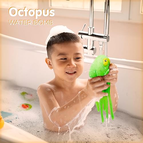 Miniatura 2 de 4E's Novelty Pelotas de agua de pulpo, paquete de 6, juguetes de piscina para niños, sensoriales, absorbentes, bolas de agua para salpicaduras,