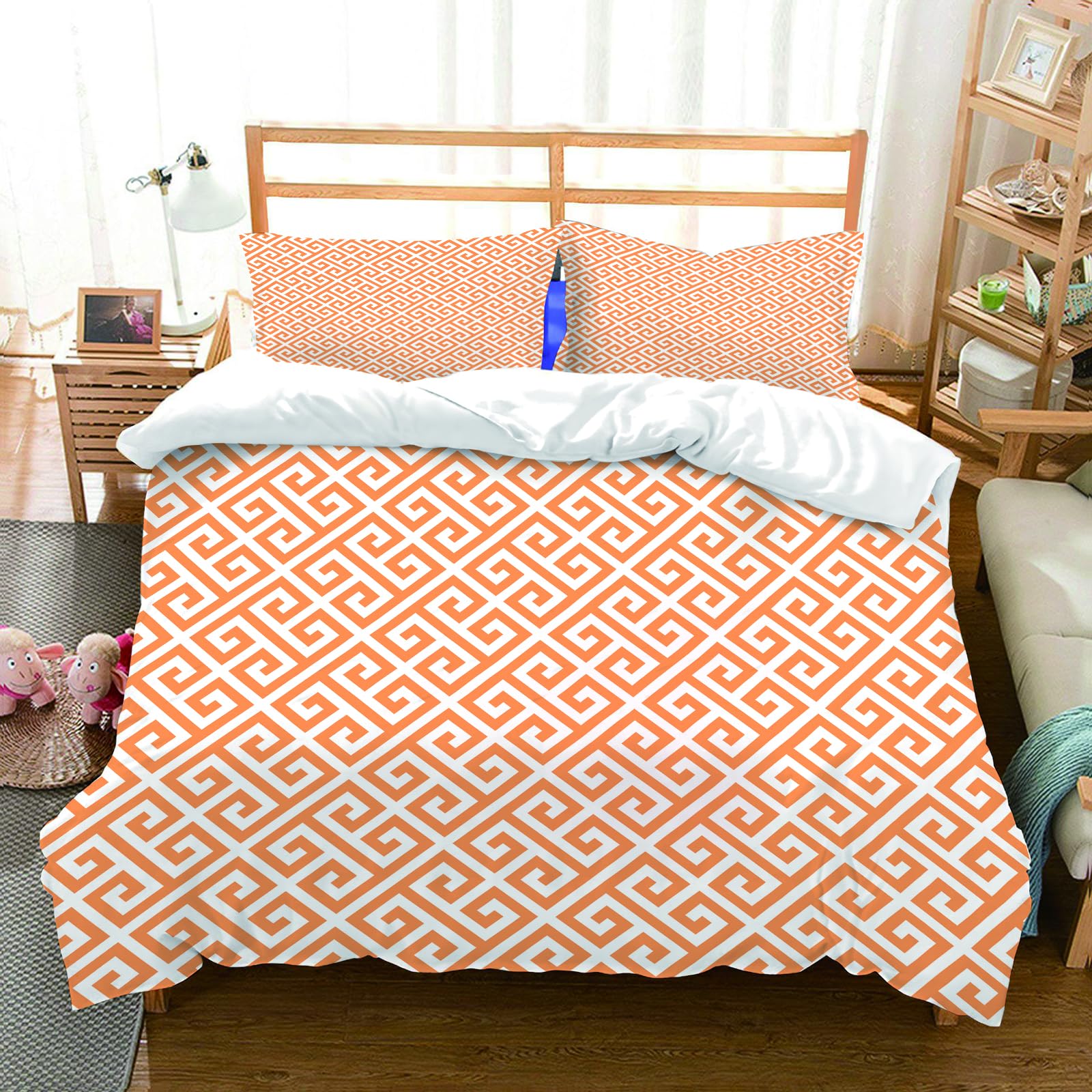 Linge de lit labyrinthe grec vert pour une chambre au style antique et élégant