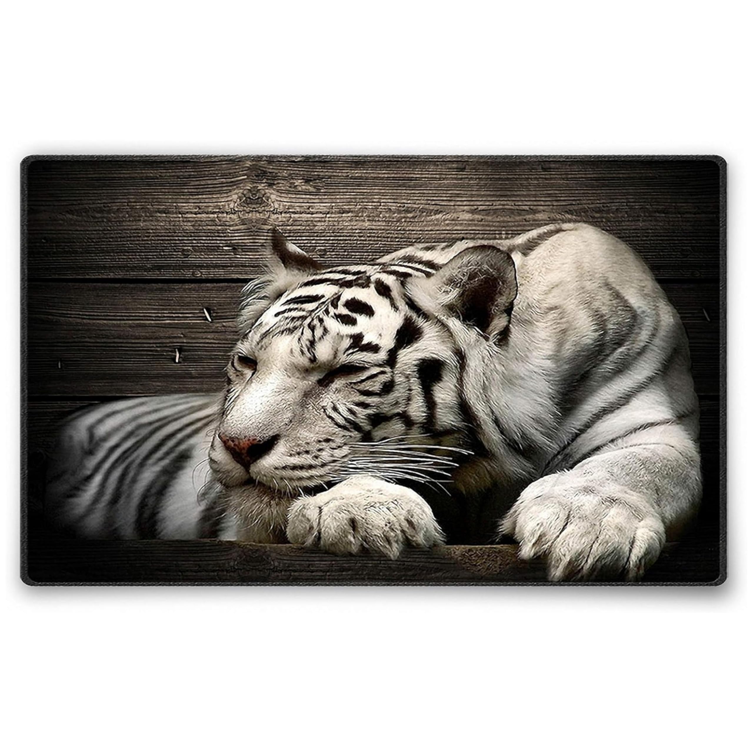 Silent Monsters Computer Mouse Pad 240 x 200 mm Mouse Pad Small Fabric, White Tiger, Non-Slip and Silent, for Gaming, Office, Home Office, Washable, Roll, Stitched