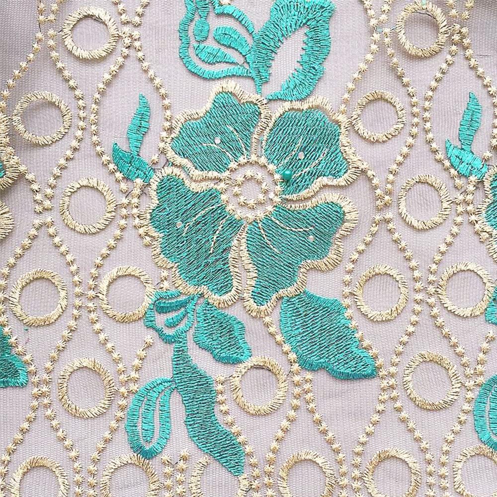 African Lace Fabric 5 Yards 2023 White Nigerian Lace Fabric Weddings Teal Green French Net Lace Embroidery BB812(Teal)