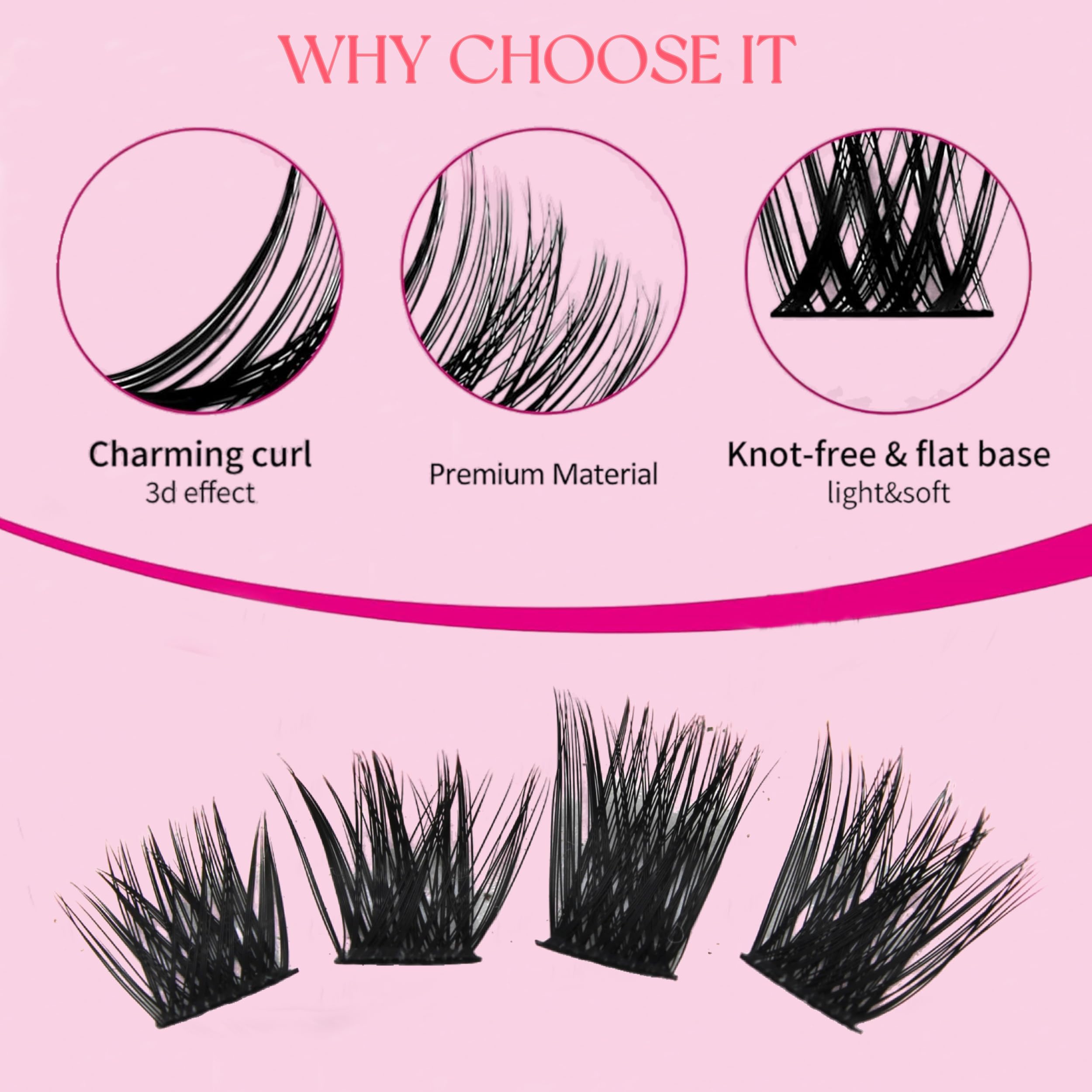 Bransfy 384PCS Cluster Lashes Individual Eyelashes Russian Eyelashes Extensions Clusters 10-16mm Volume Eyelashes Extensions False Eyelash Wispy Fluffy Lash Extension Kit DIY at Home for Beginner(W02) - Image 4