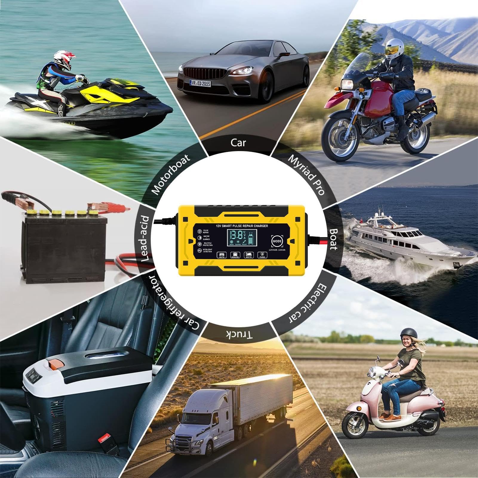 Caricabatteria Auto 12V 6A Mantenitore Della Batteria con Funzione di Ricarica Galleggiante