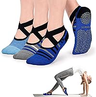 Vista 80 de Ozaiic - Calcetines de yoga para mujer con correas y agarres antideslizantes, ideales para pilates, Pure Barre, ballet, danza y entrenamiento