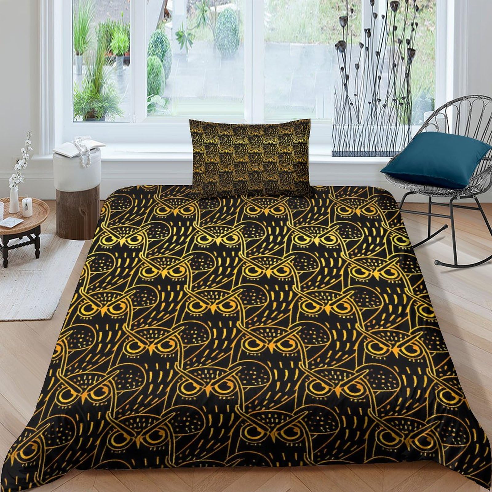 Housse de couette chouette 3D sauvage pour une chambre d'enfant cosy
