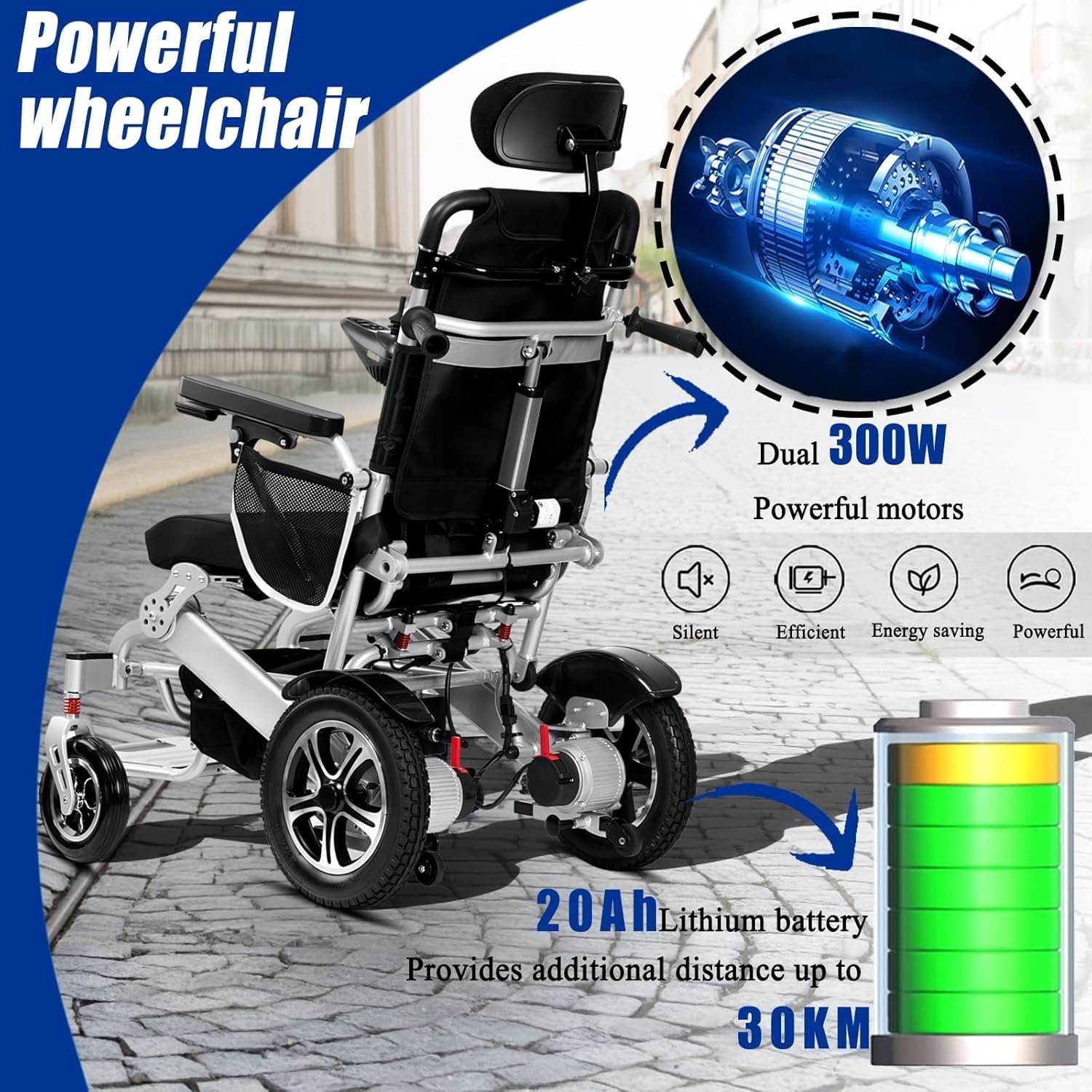 Silla Eléctrica Todo Terreno para Adultos, Ligera y Plegable, Aprobada