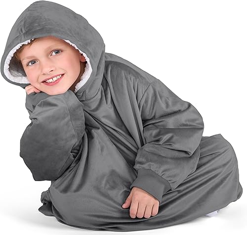 Miniatura 5 de Bare Home Manta Sherpa portátil, cálida y acogedora, manta de felpa suave con capucha, tallas para adultos y jóvenes