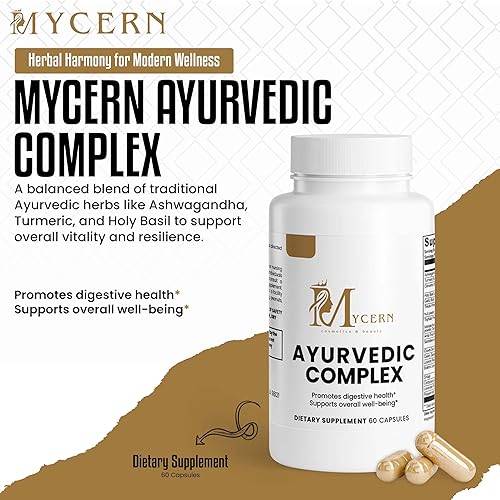 Miniatura 2 de Complejo ayurvédico con Ashwagandha, cúrcuma, albahaca santa, shilajit y azafrán Suplemento orgánico para el estado de ánimo, energía y apoyo