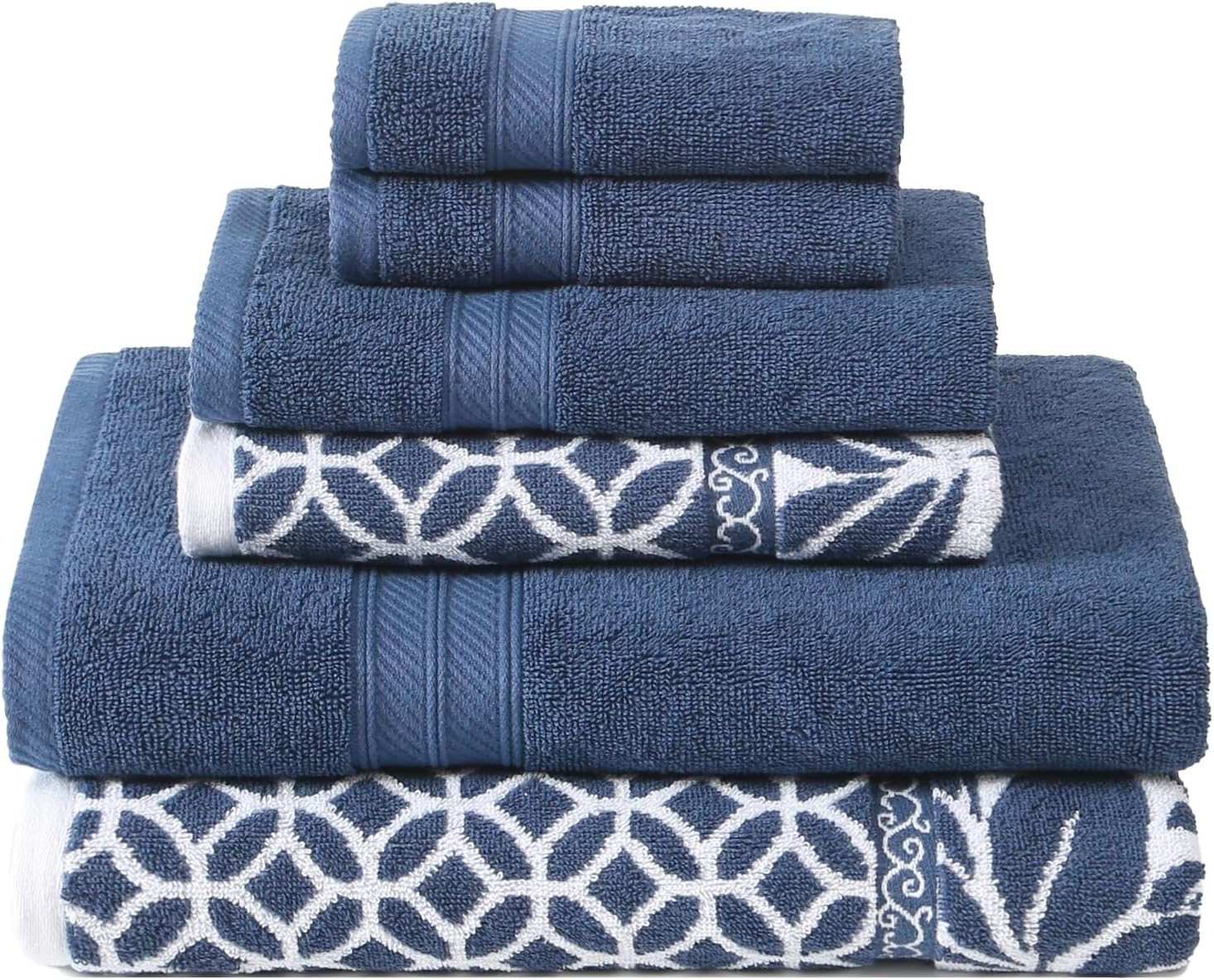 Amrapur Overseas Trefoil Filigree Towel, Blue, 5JQYDTLG-TFI-ST