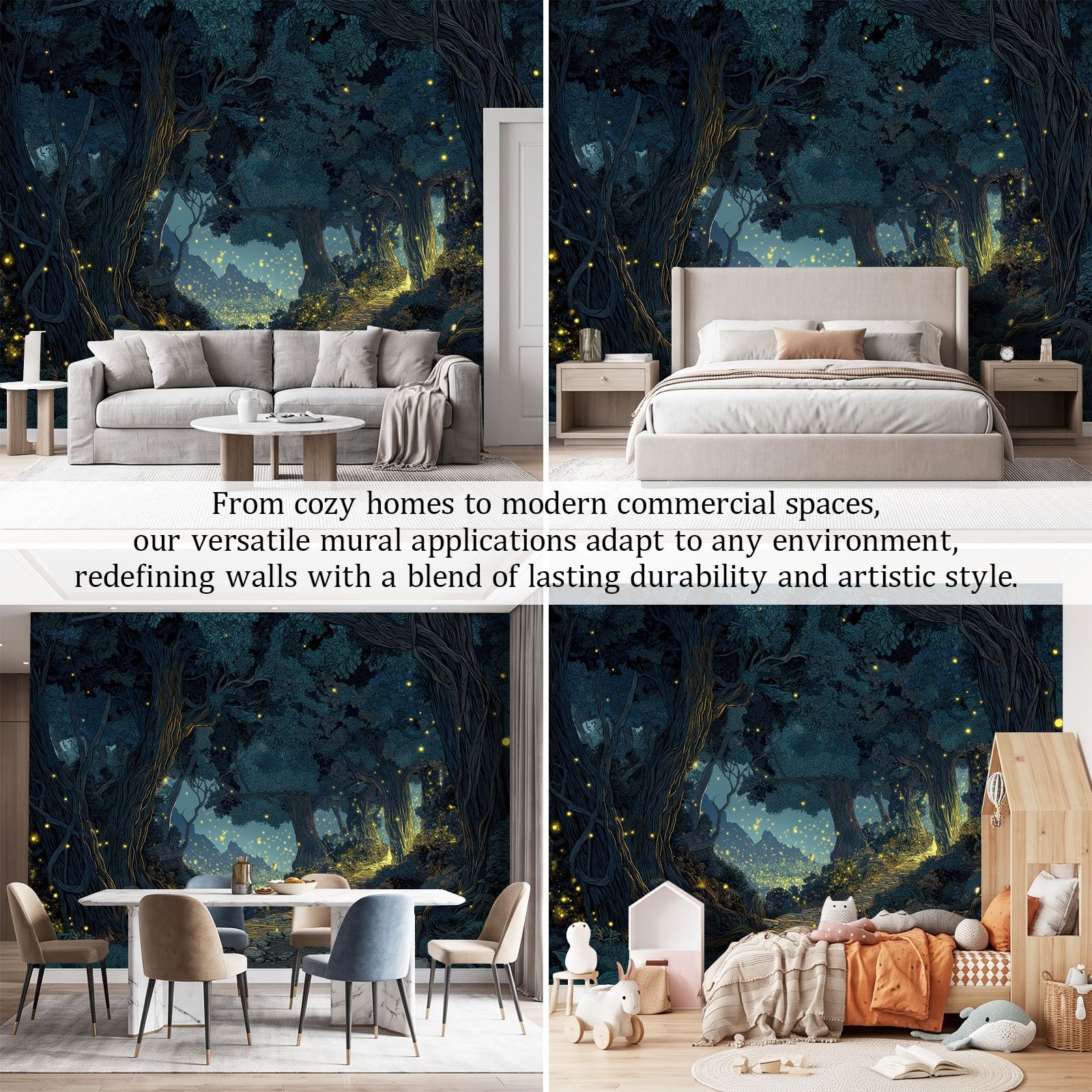Fantasy Natura botaniczna tapeta 3D - fototapeta 3D, szer. 200 x wys. 140 cm – magiczny las, tapeta ścienna, tapeta na fizelinie, zielony las, tapeta z motywem, dekoracja ścienna dla dziewcząt i
