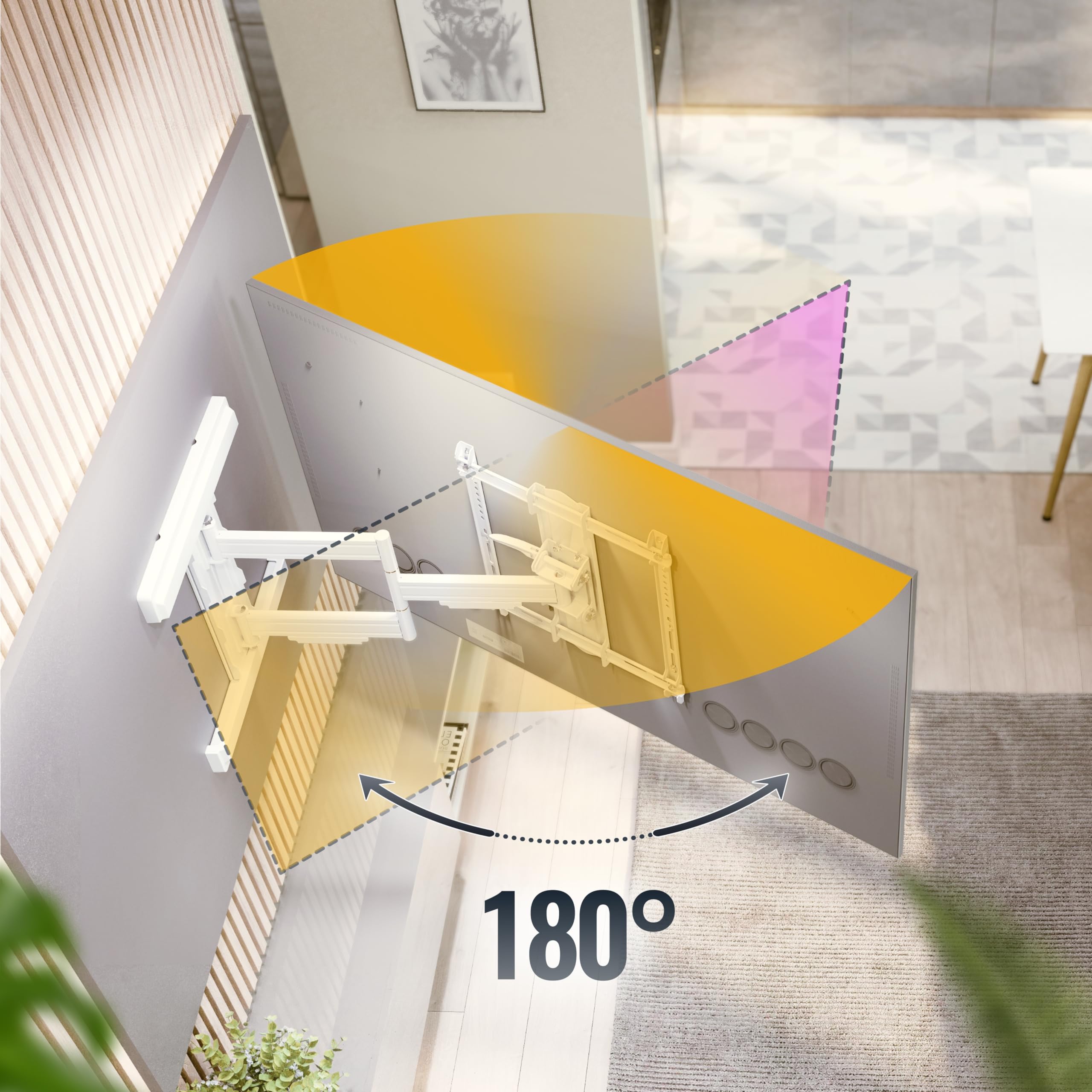 RICOO Soporte TV Pared Giratorio Inclinable Televisión 45-85" (114-216cm) S5744-W Brazo articulado Televisor LED/LCD/Curvo VESA 200x200-400x400