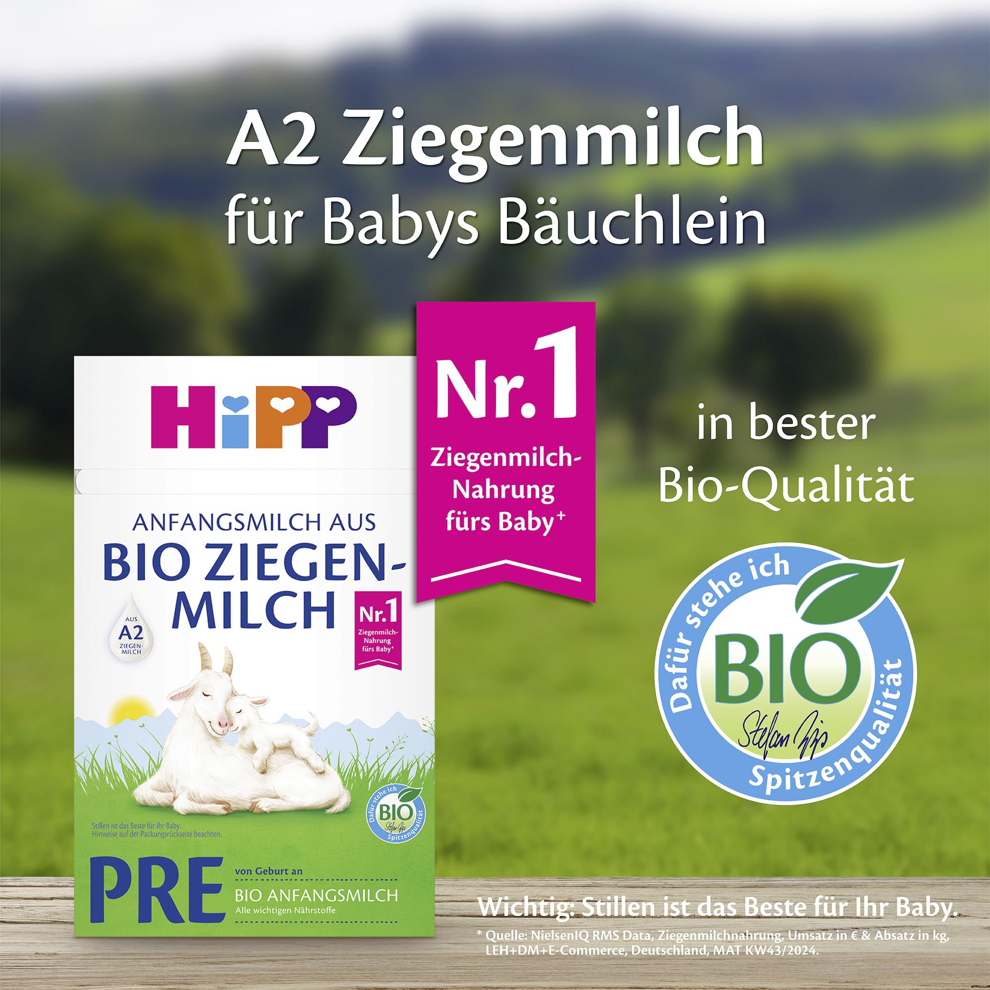 HiPP PRE Anfangsmilch Bio Ziegenmilch 5 x 400g von Geburt an GOS Lactose A2-beta-Casein
