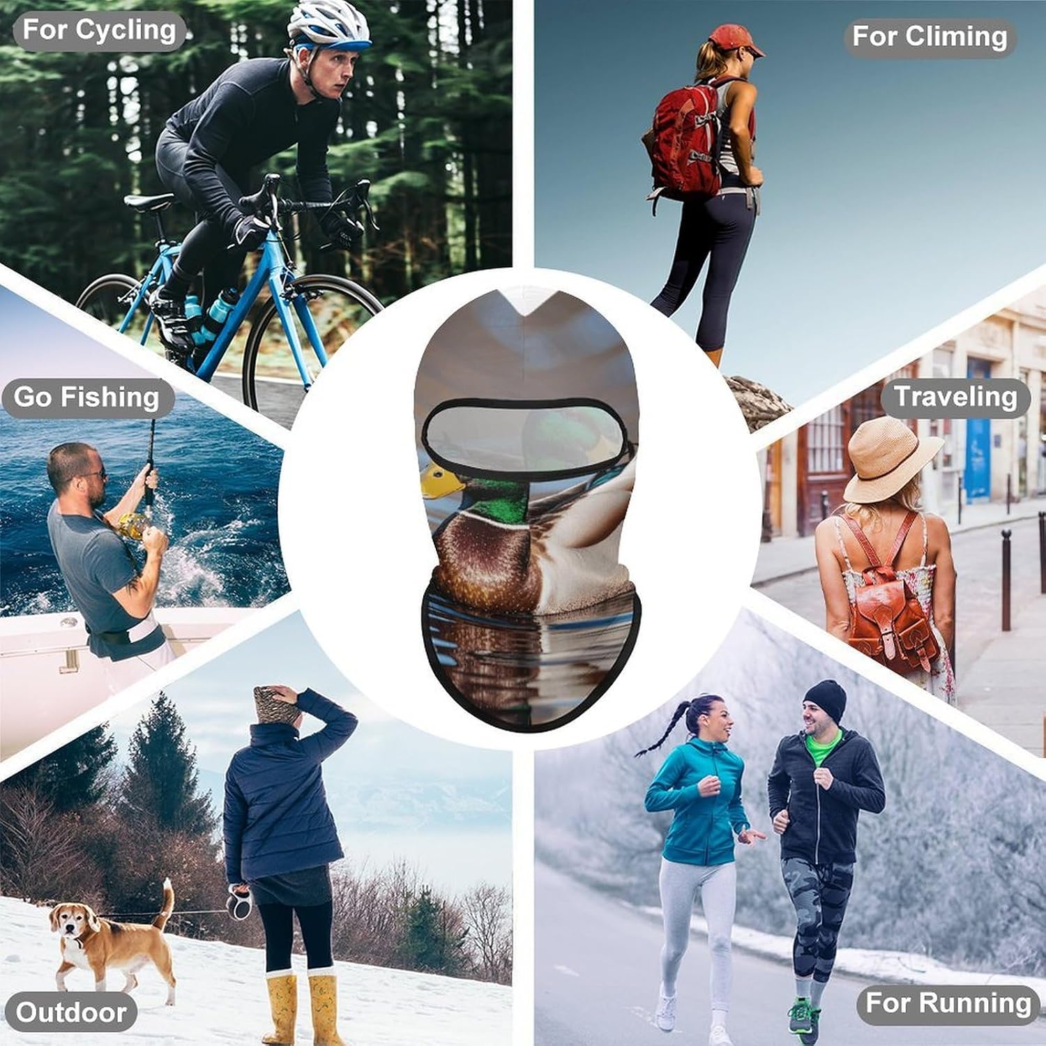 Balaclava Face Mask for Men Women Sun Protection Full Face Cover | Breathable Mallard Duck Full Face Mask Windproof Ski Mask Motorcycle Helmet Lining for Outdoor Sport Cycling