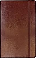 C.R. Gibson MJ5-4792 Brown Bonded Leather Ruled Notebook, 240 Ivory Pages, 5x8.25", Pocket, Elastic Closure