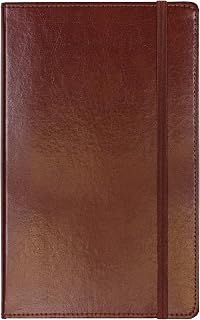 C.R. Gibson MJ5-4792 Brown Bonded Leather Ruled Notebook, 240 Ivory Pages, 5x8.25", Pocket, Elastic Closure