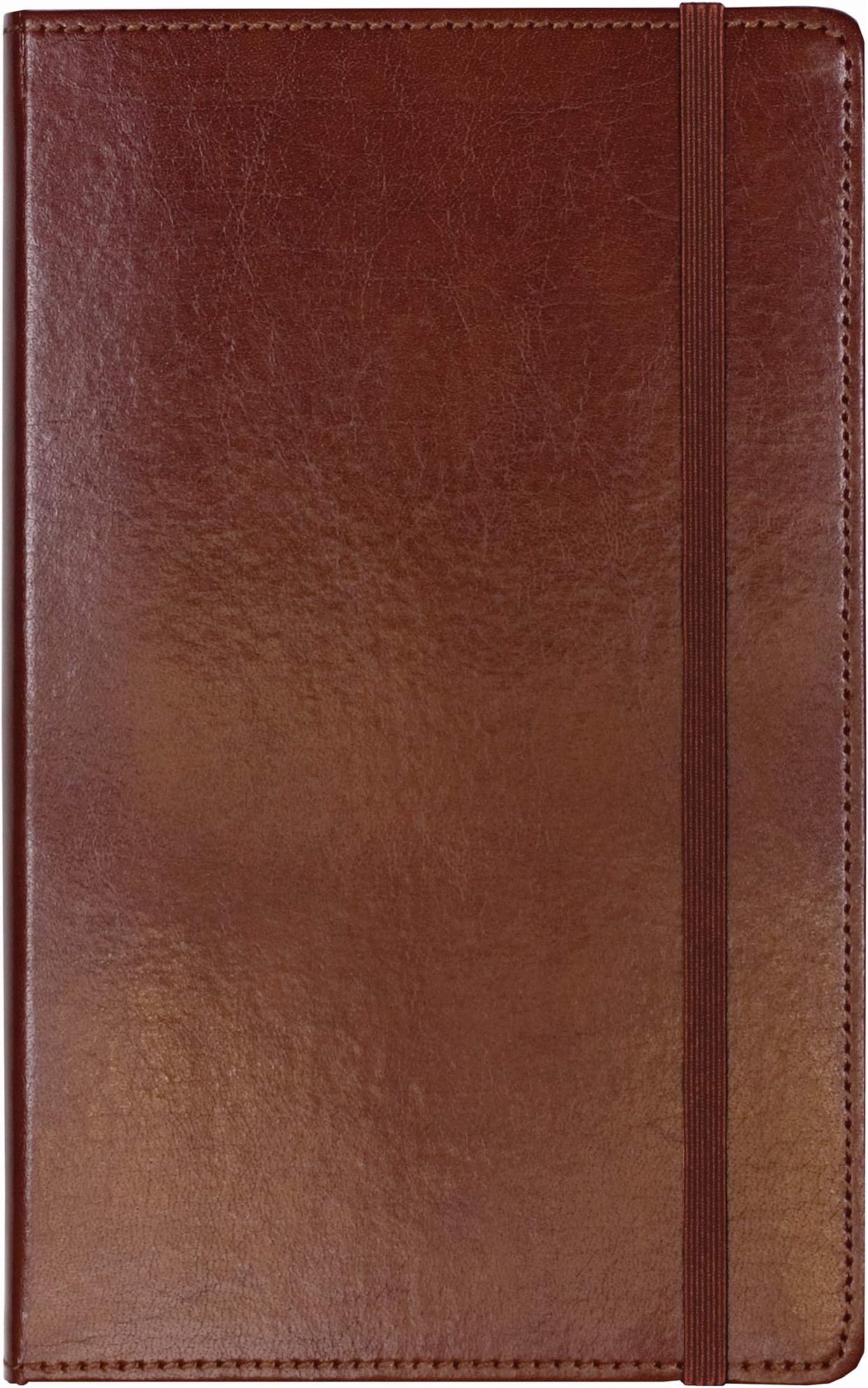 MJ5-4792 Brown Bonded Leather Notebook with 240 Ruled Pages, 5" W x 8.25" H