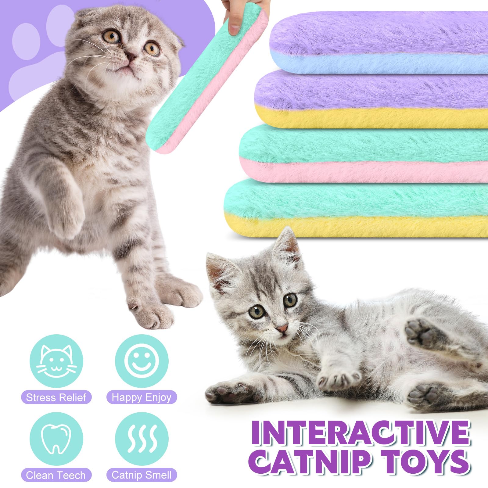 Paquete de 12 juguetes de hierba gatera a granel recargables para gatos, juguetes de hierba gatera, juguetes para gatos con hierba gatera, juguete interactivo para masticar gatos suaves y