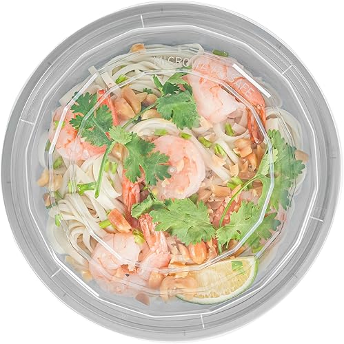 Miniatura 38 de Restaurantware Asporto - Cajas para llevar de 16 onzas, 50 recipientes de alimentos para llevar para microondas, tapas de plástico transparente Negro