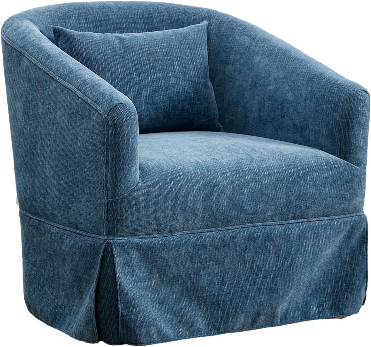 Swivel Accent Chair, Comfy Modern Swivel Barrel Chair with Skirt Thick Cushion, 360°Upholstered Chenille Small Single Sofa Club Armchair for Living Room Bedroom Nursery Lounge, Blue